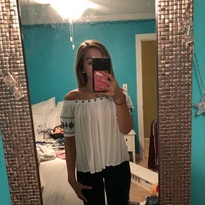 off the shoulder flowy shirt